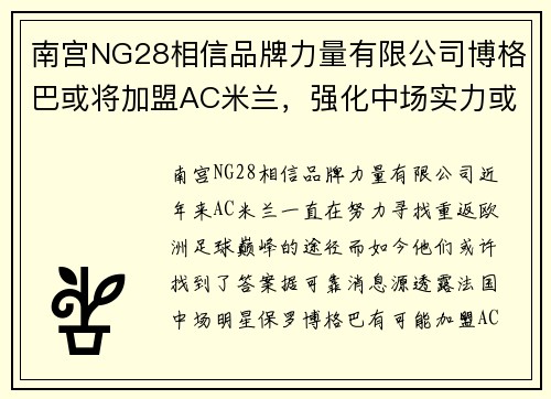 南宫NG28相信品牌力量有限公司博格巴或将加盟AC米兰，强化中场实力或将引领球队重返巅峰